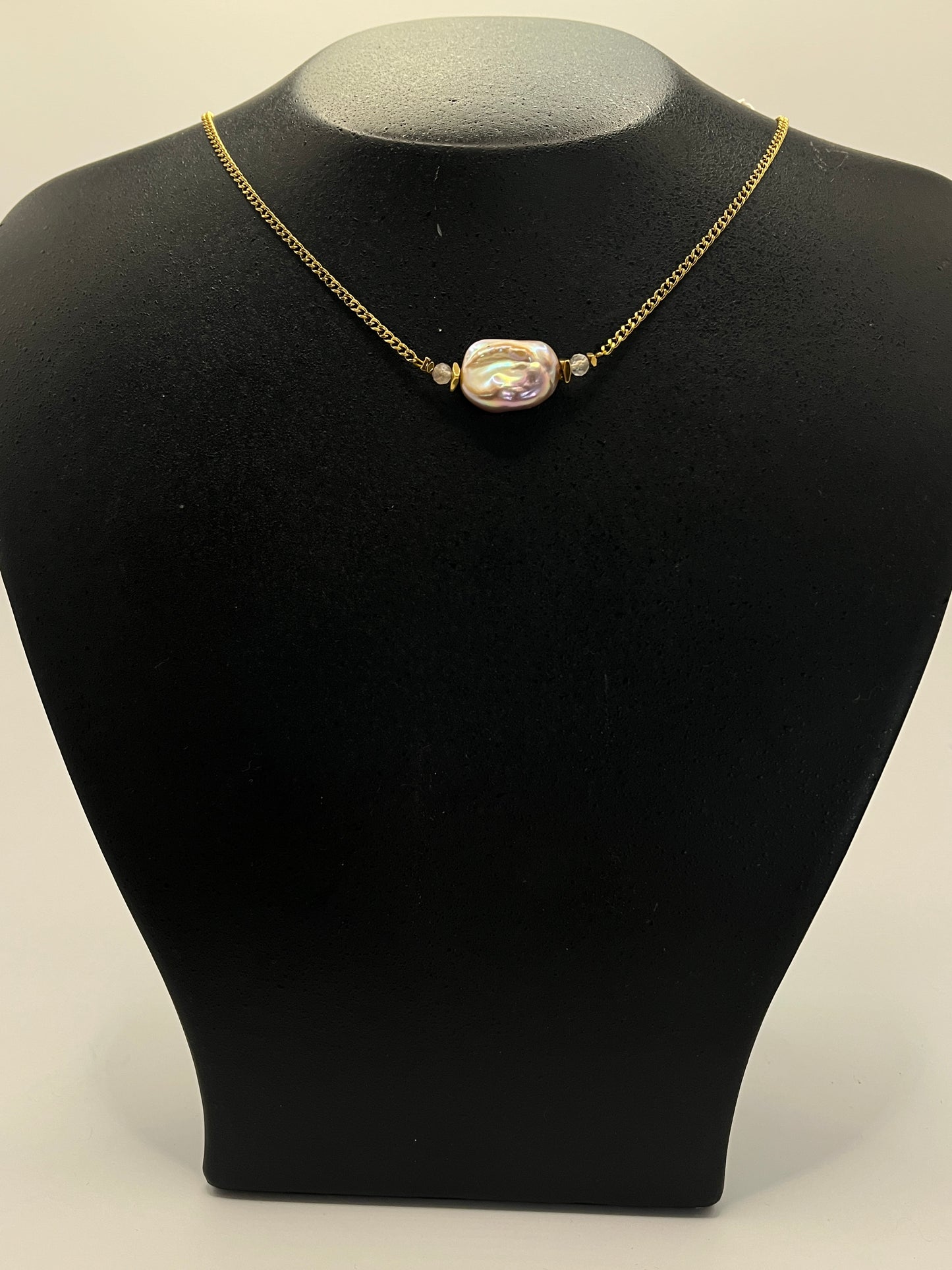 Ketting Goud RVS & Barok Parel