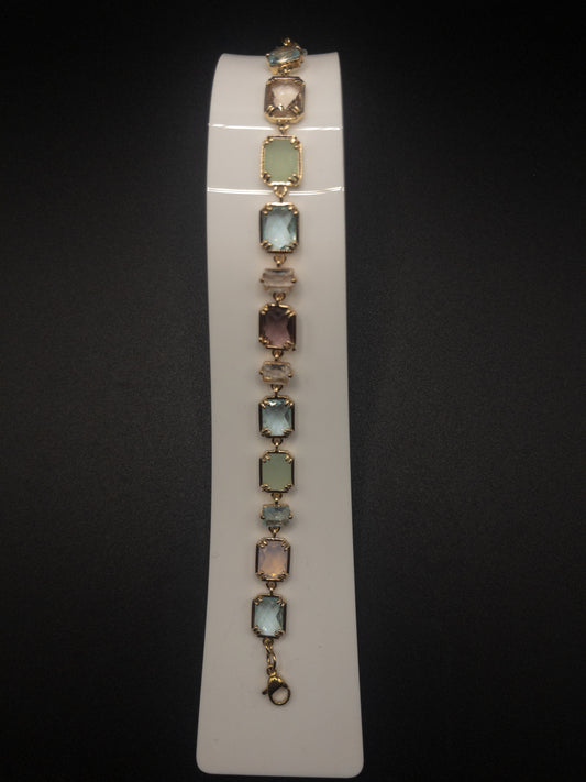 Armband 18K Messing Facet Glas