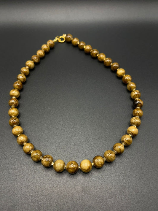 Ketting Bruine Perzische Jade met Hematiet