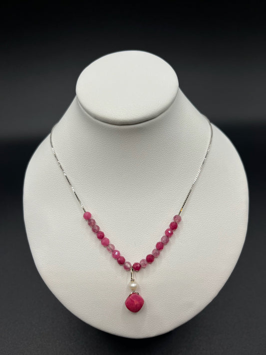Ketting Sterling Zilver: Robijn & Toermalijn