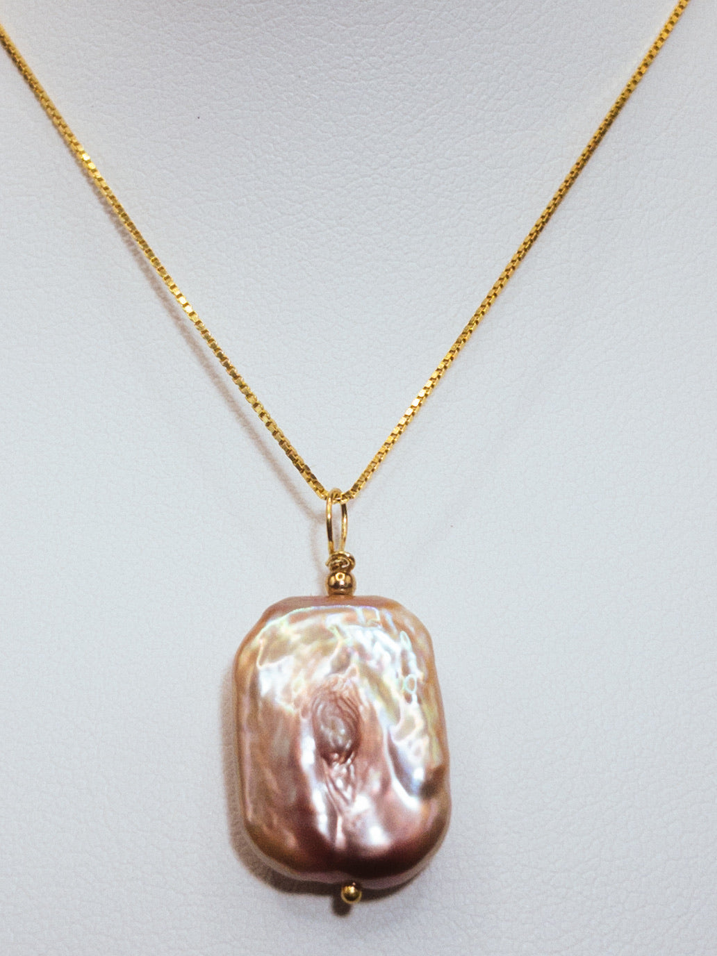 Ketting Gold Vermeil met Purple Barok Parel Rechthoek Hanger
