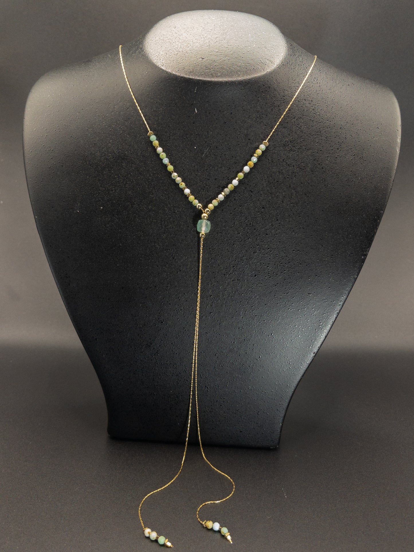 Ketting Verstelbaar RVS draad Opaal Jade, Hematiet & Agaat