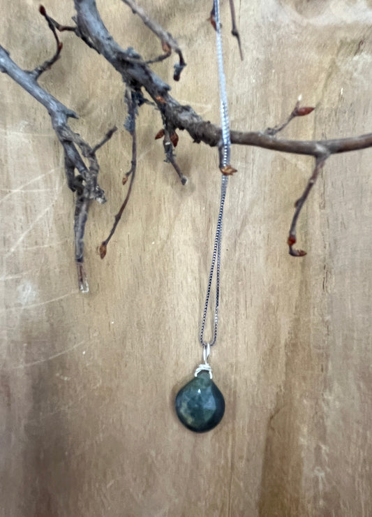 Ketting Sterling Zilveren Labradoriet Briolette