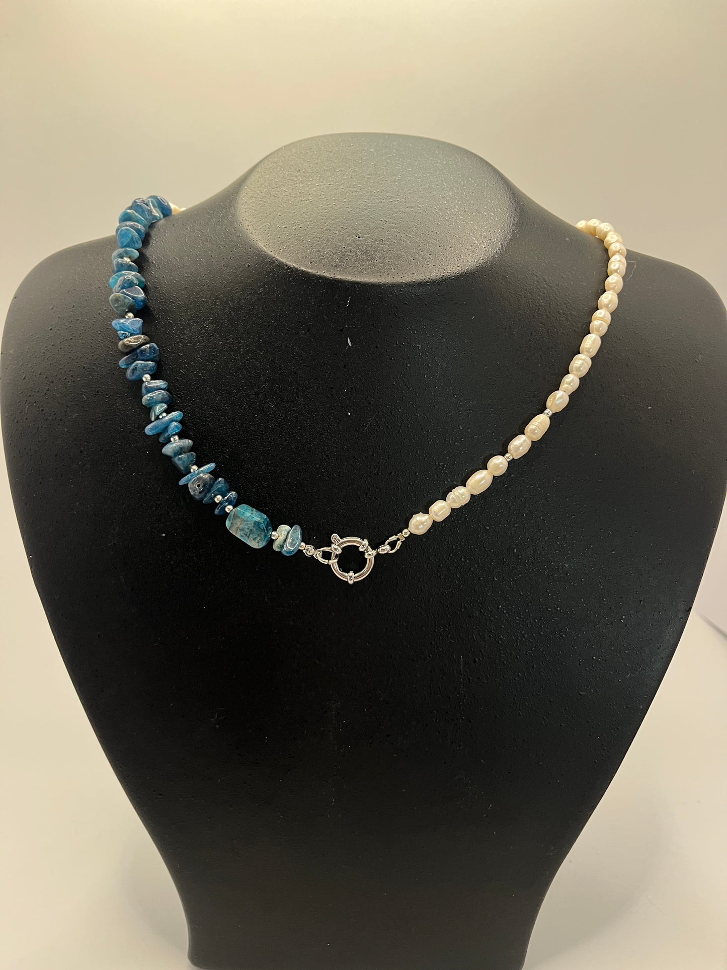 Ketting Blauwe Apatiet & Parels
