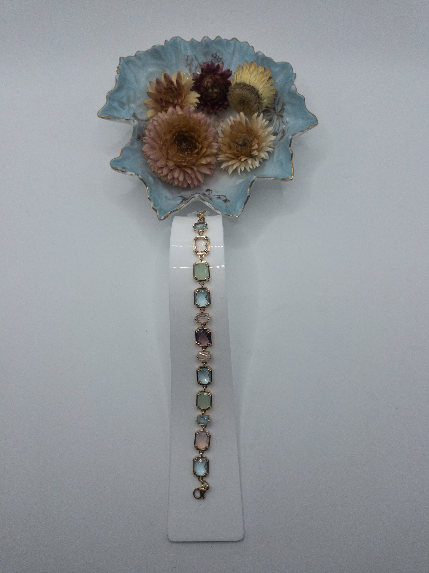 Armband 18K Messing Facet Glas