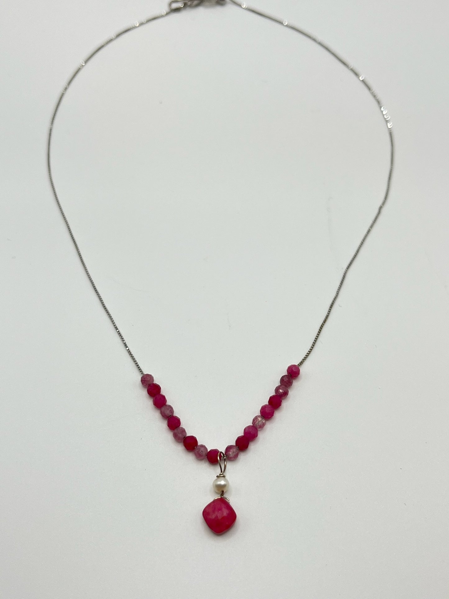 Ketting Sterling Zilver: Robijn & Toermalijn