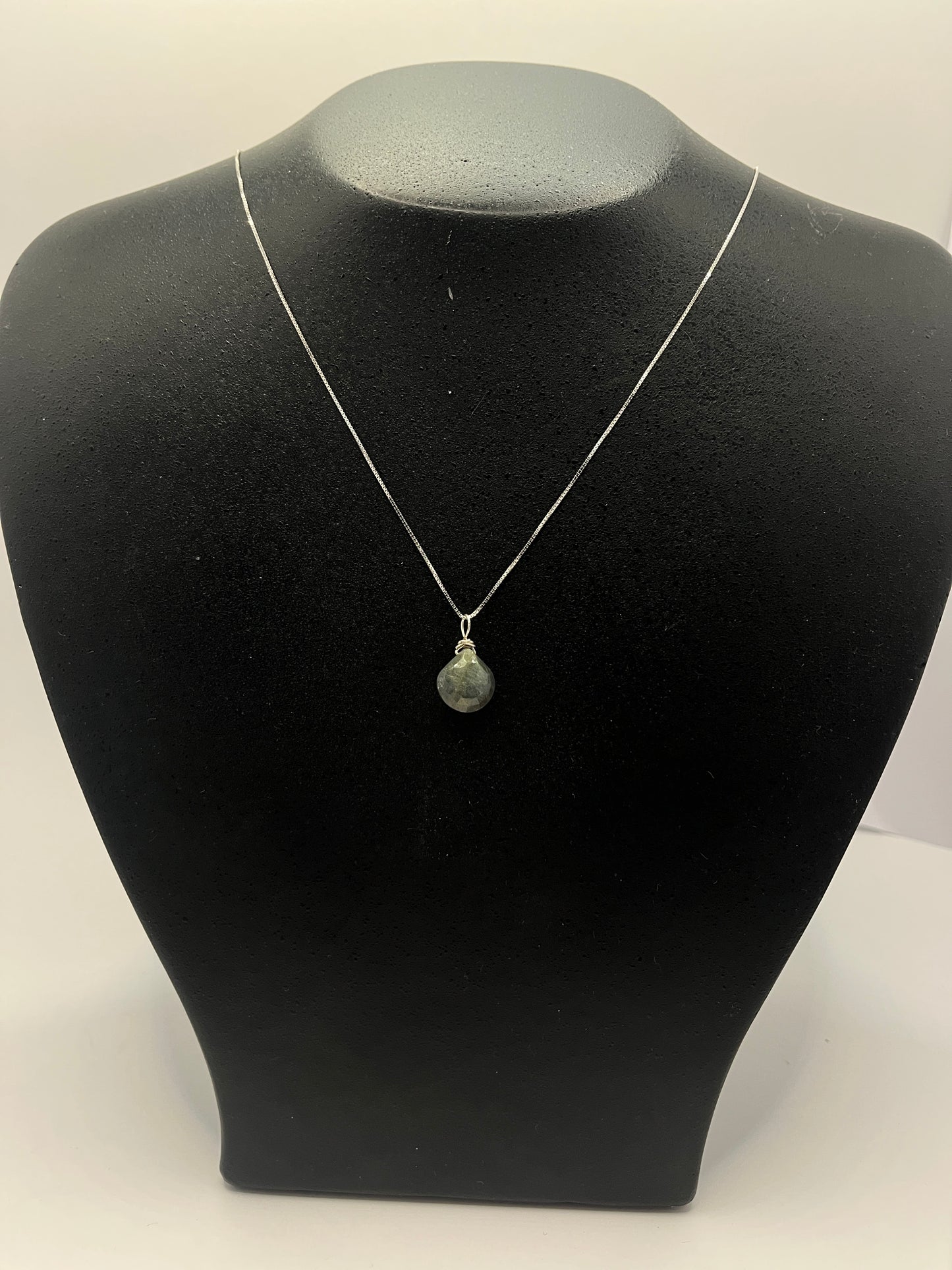 Ketting Sterling Zilveren Labradoriet Briolette