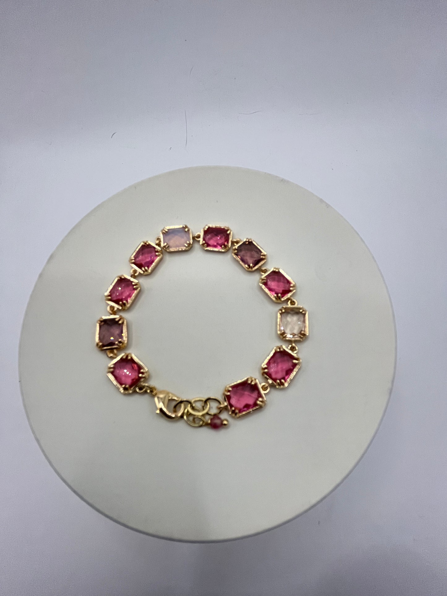 Armband 18K Messing Facet Glas Connectors Rose tinten