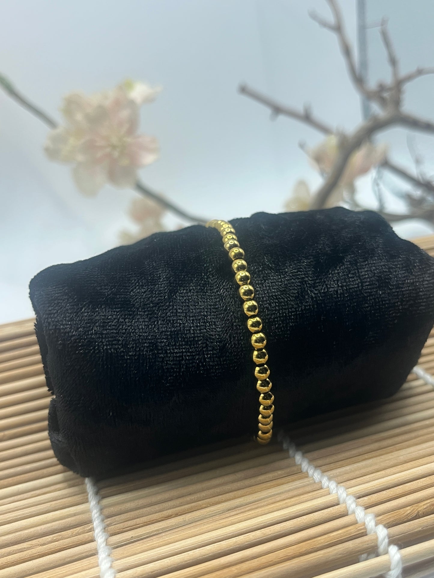 Armband RVS Gouden Kralen 4 mm