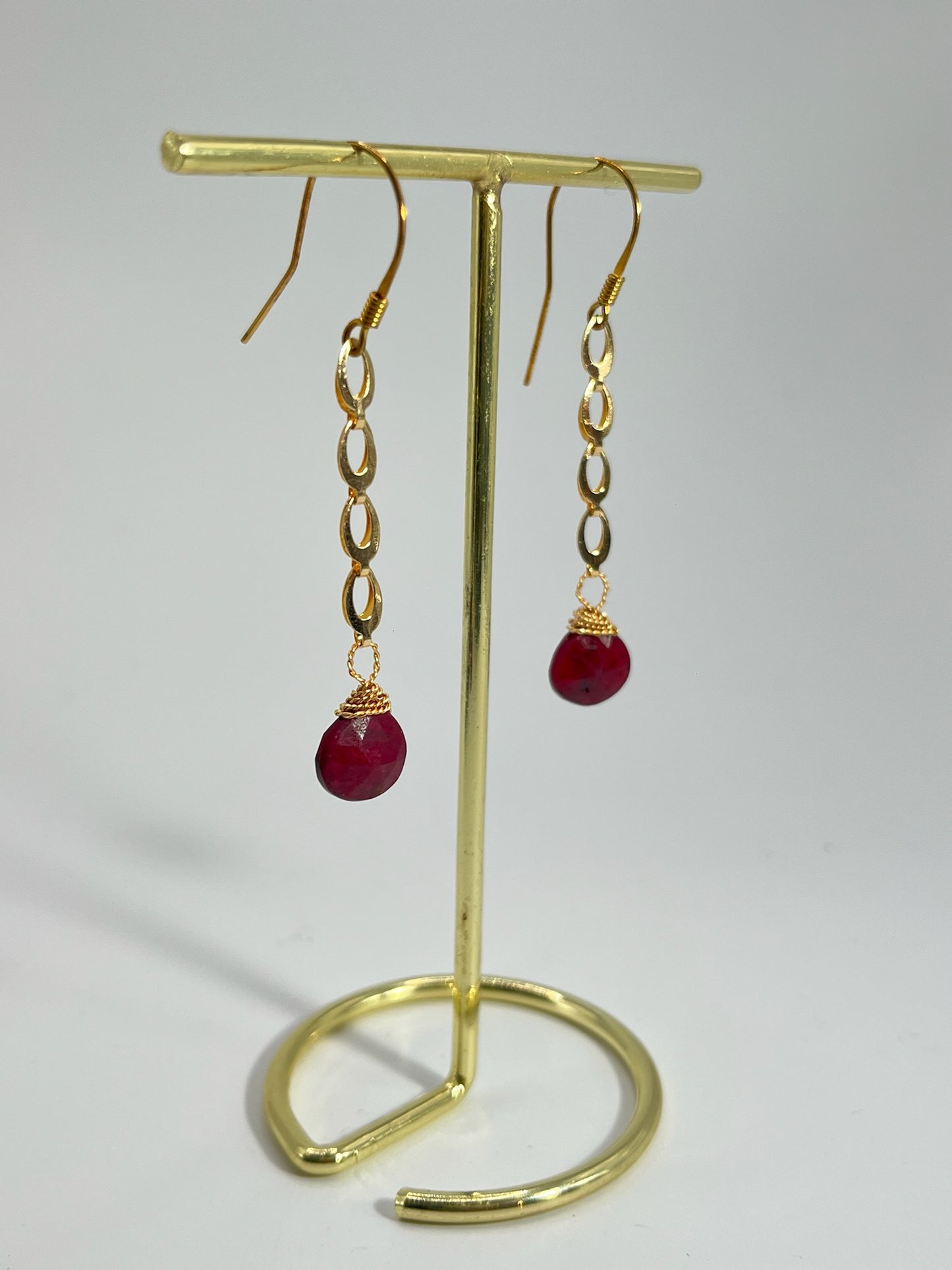 Oorbellen Gold Vermeil Robijn Briolette
