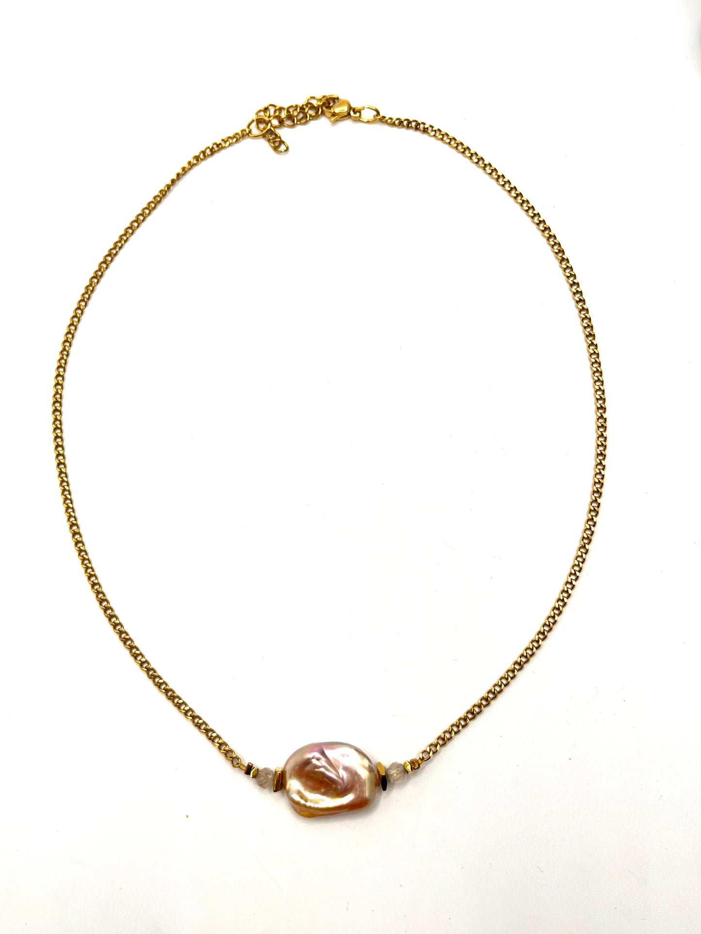 Ketting Goud RVS & Barok Parel