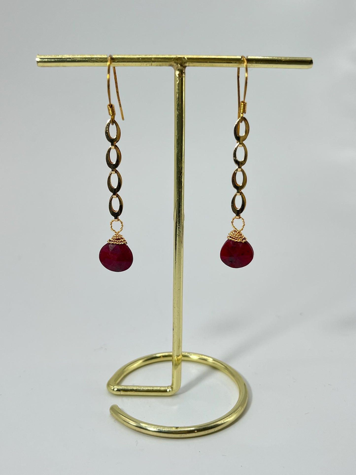 Oorbellen Gold Vermeil Robijn Briolette