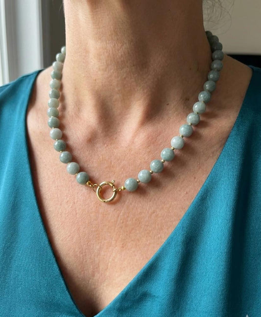 Ketting: Birmese Jade en Hematiet