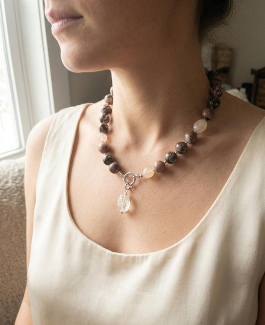 Ketting (48cm)– Rhodoniet & Rozenkwarts