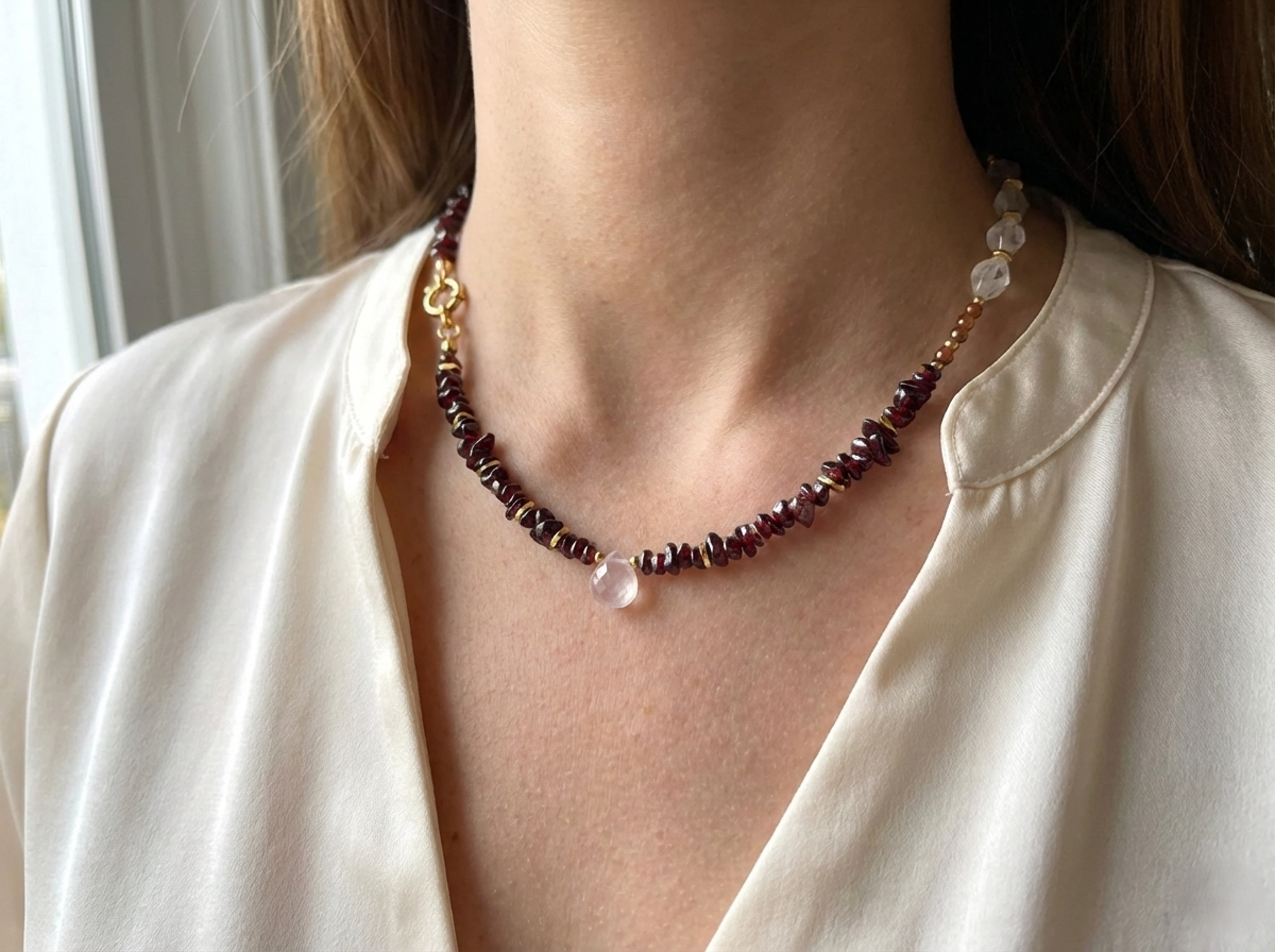 Ketting van Granaat en Rosenquarts