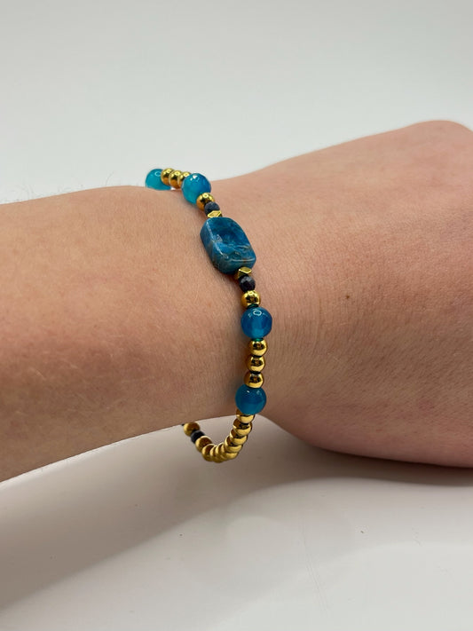 Armband Apatiet Agaat en RVS Kralen