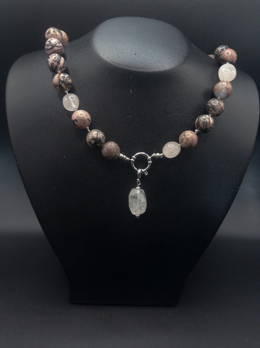 Ketting (48cm)– Rhodoniet & Rozenkwarts