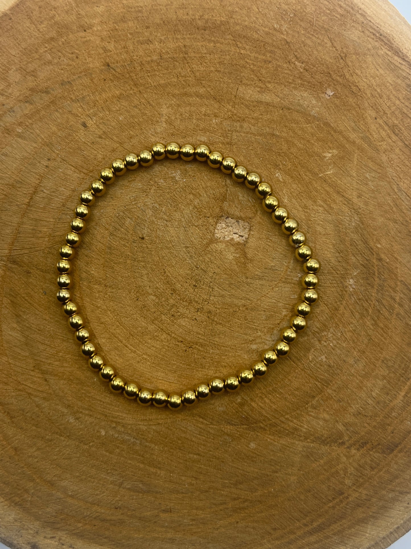 Armband RVS Gouden Kralen 4 mm