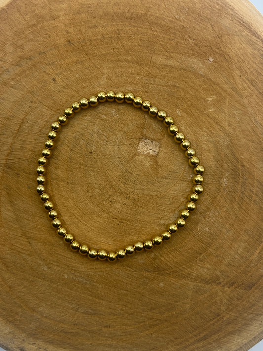 Armband RVS Gouden Kralen 4 mm