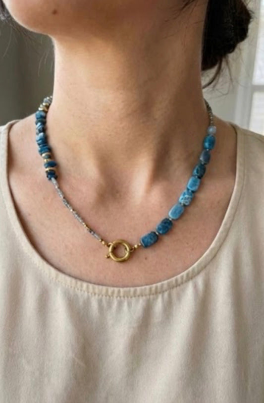 Ketting Apatiet Goudkleurige Hematiet en RVS Veerslot