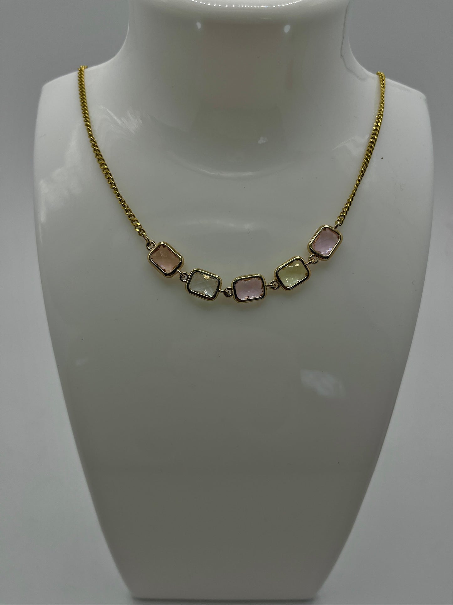 Ketting RVS met Pasteltinten Messing Connectors