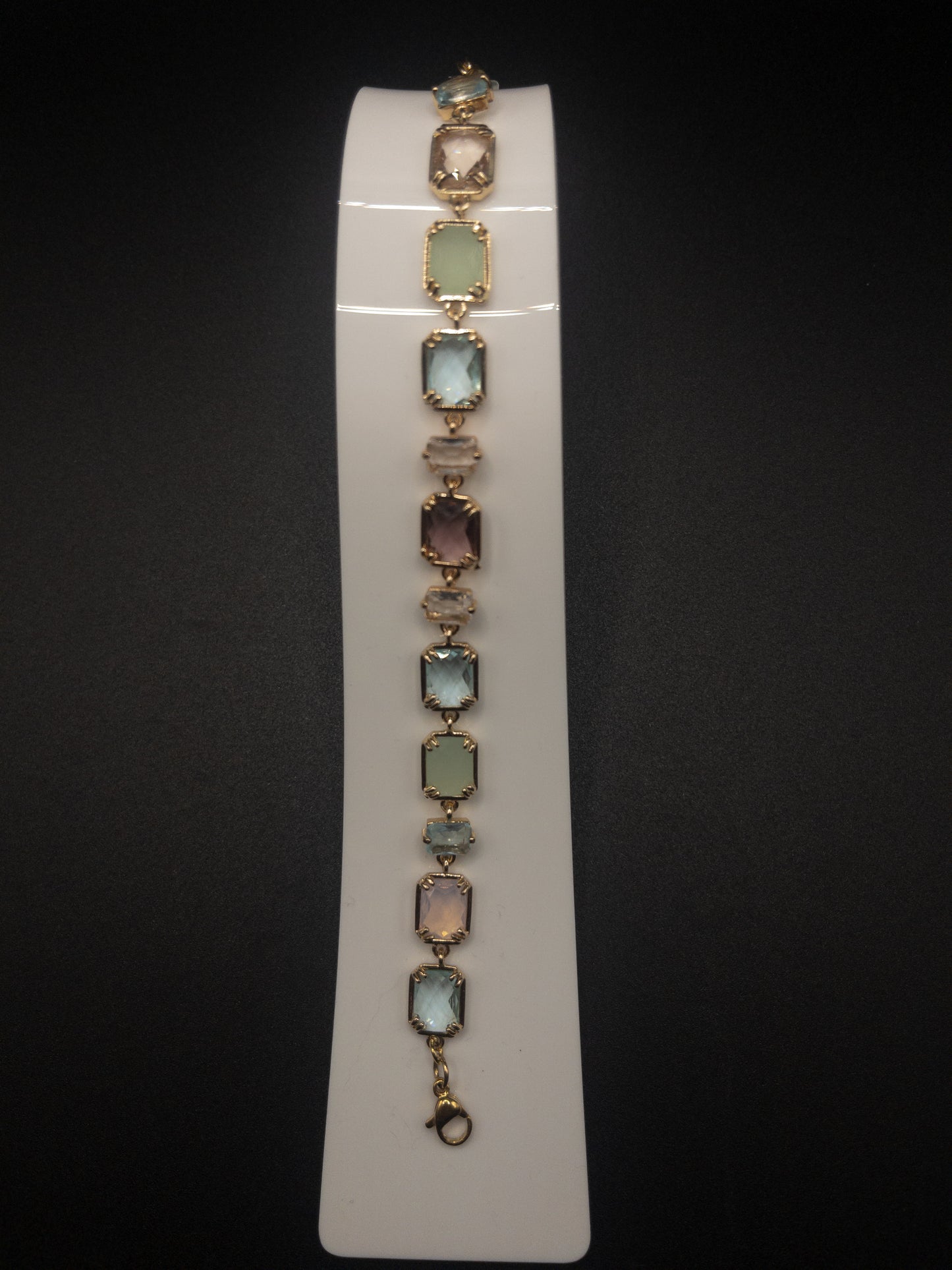 Armband 18K Messing Facet Glas