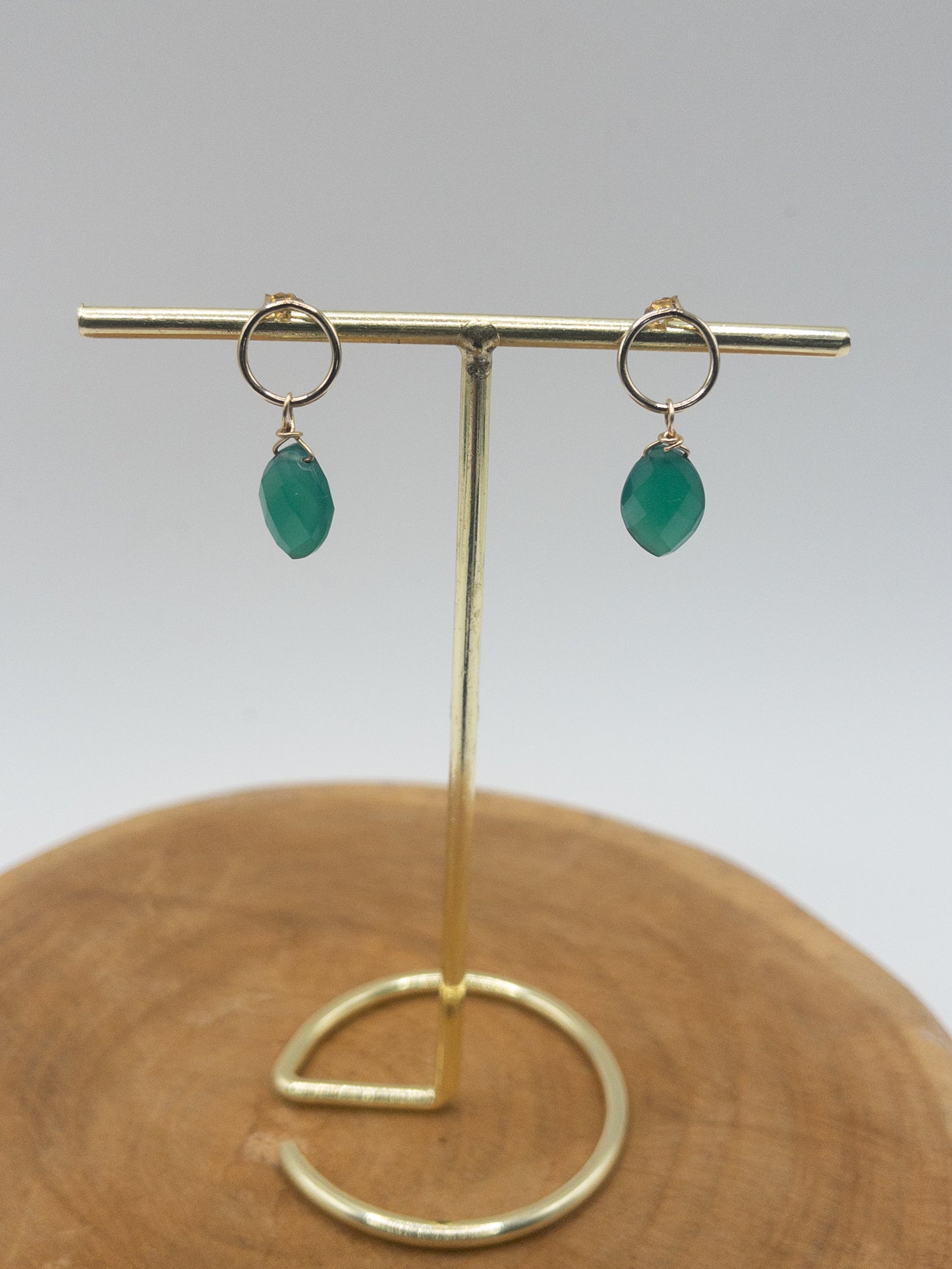 Oorbellen Goldfilled Ringetje Oorsteker & Groene Onyx