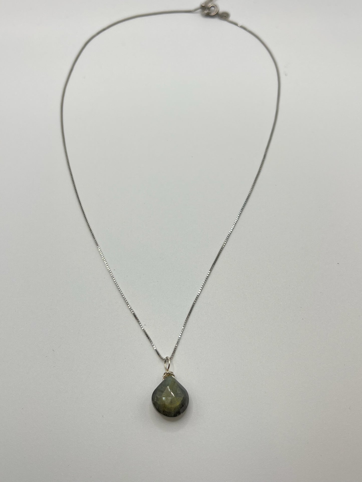 Ketting Sterling Zilveren Labradoriet Briolette