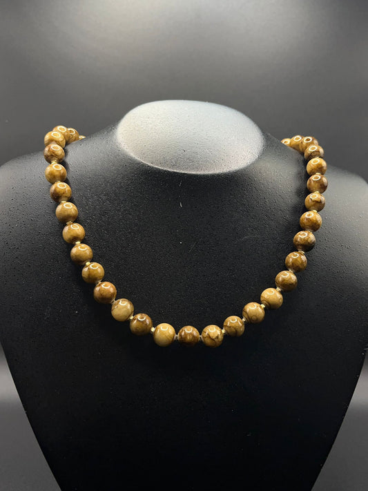 Ketting Bruine Perzische Jade met Hematiet