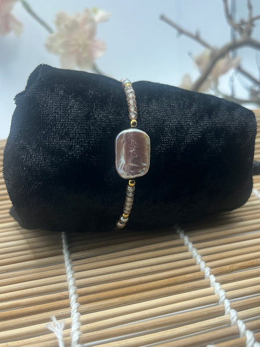 Armband Barok Parel : Champagne & Purple Accent