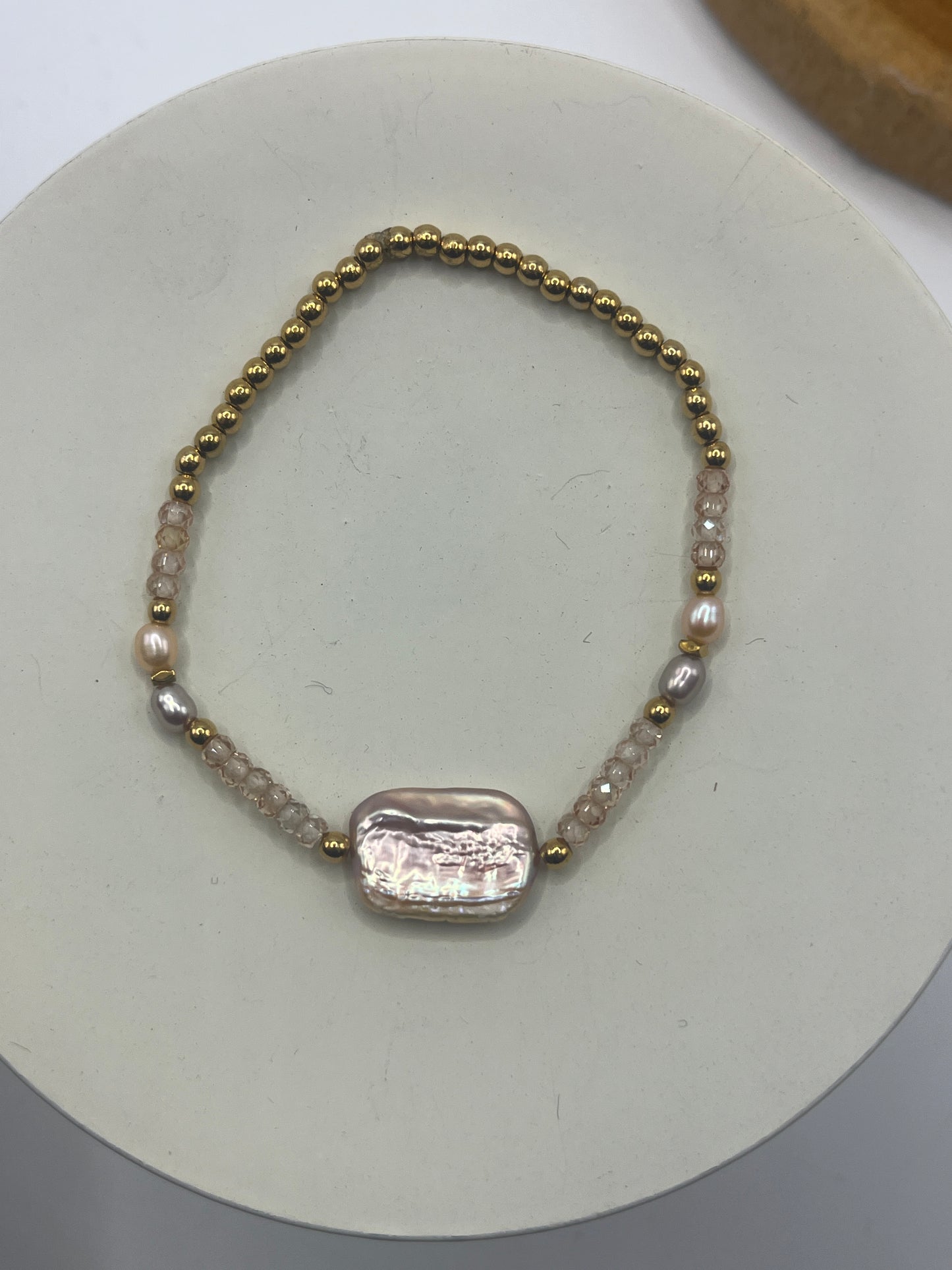 Armband Barok Parel : Champagne & Purple Accent