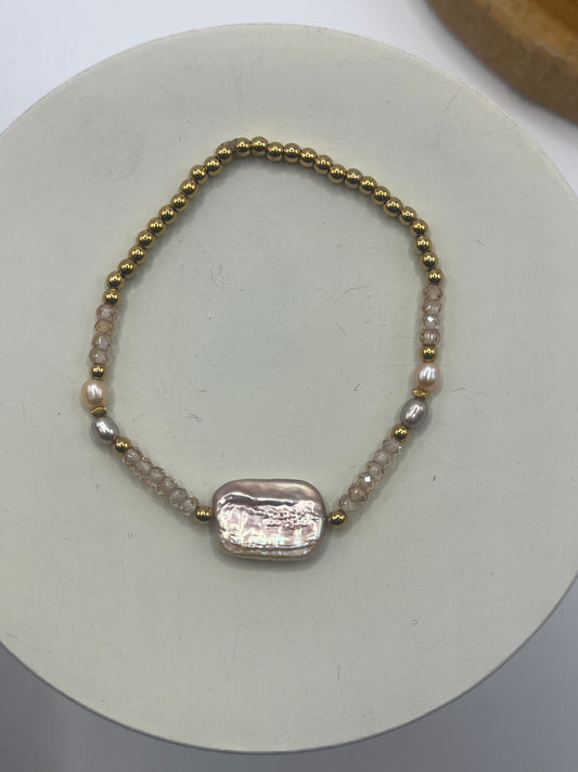 Armband Barok Parel : Champagne & Purple Accent
