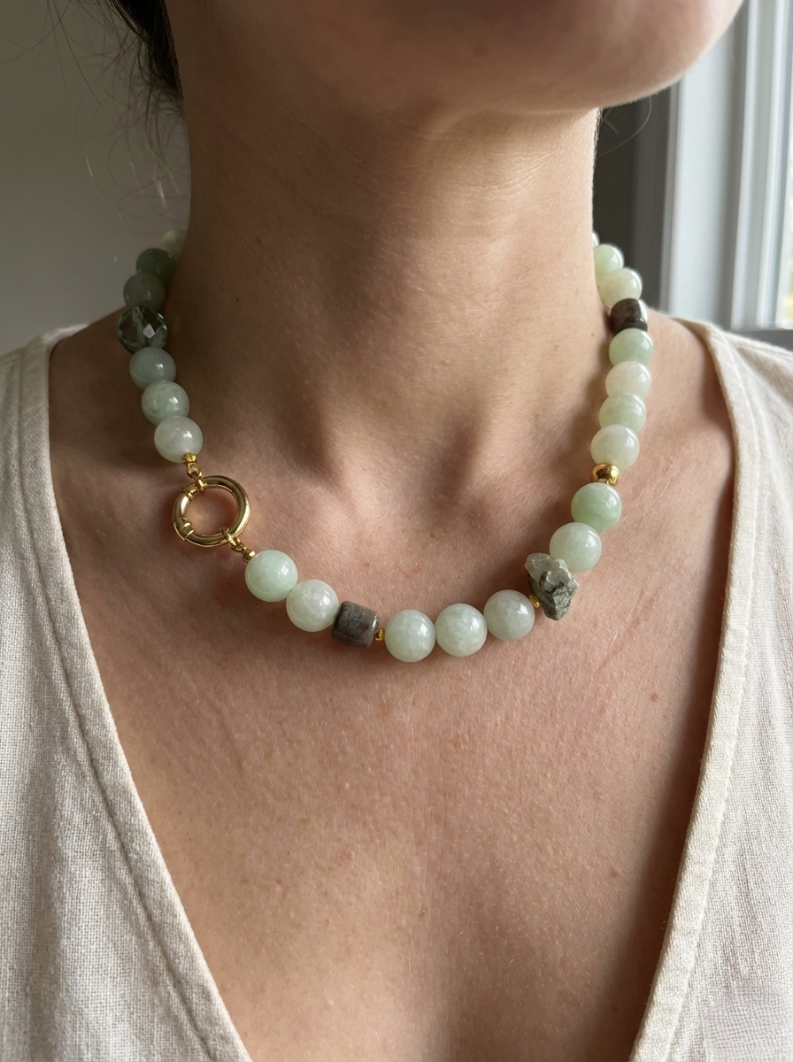Ketting Mint Angelite & Prehniet