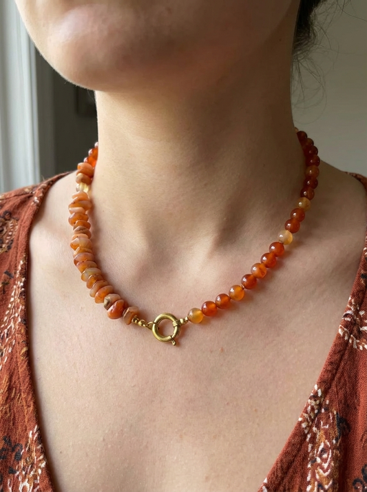 Ketting Carneool & Hematiet