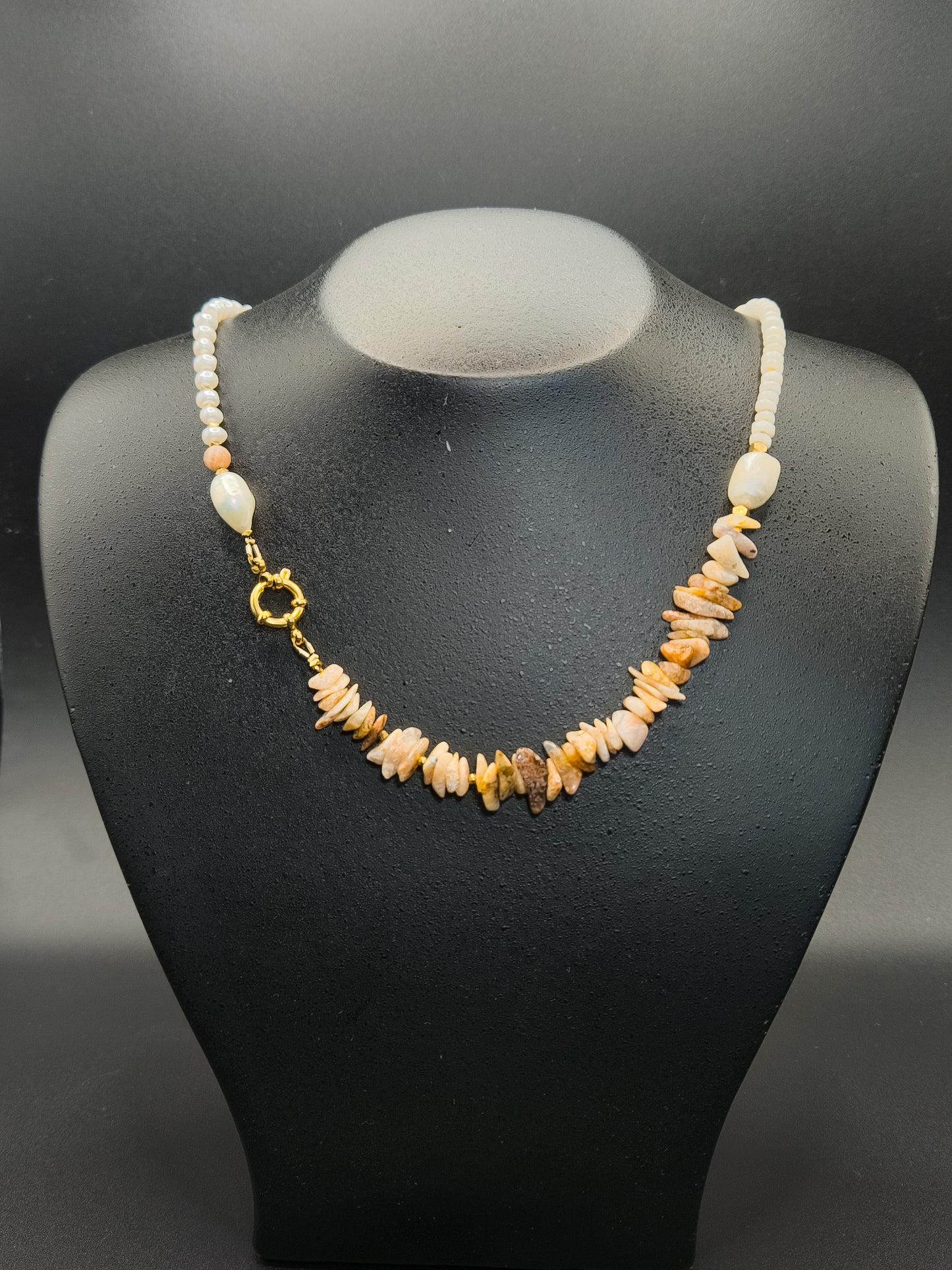Ketting Zonnesteen en Zoetwaterparel